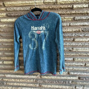 Harrah's Original Blue Hoodie Long Sleeve T Shirt